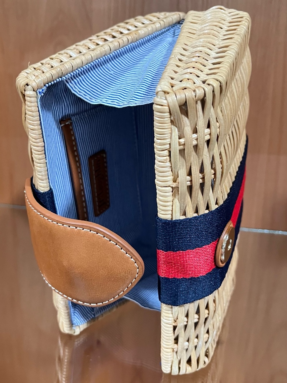 J. McLaughlin Wicker Olivia Clutch Natural Stripe - Picture 5 of 17